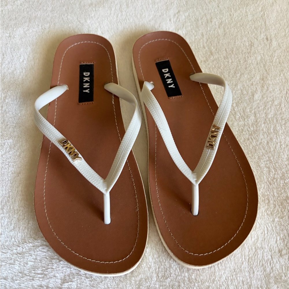 DKNY Women's White and Brown Sandals Sz 6